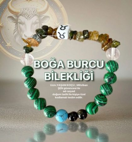 Doğaltaş BOĞA burcu bilekliği